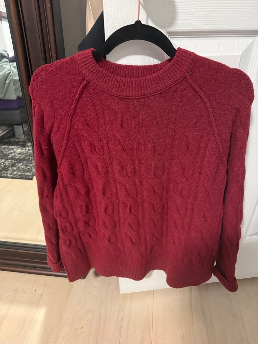 Aerie Classic Cable Knit Sweater - Red